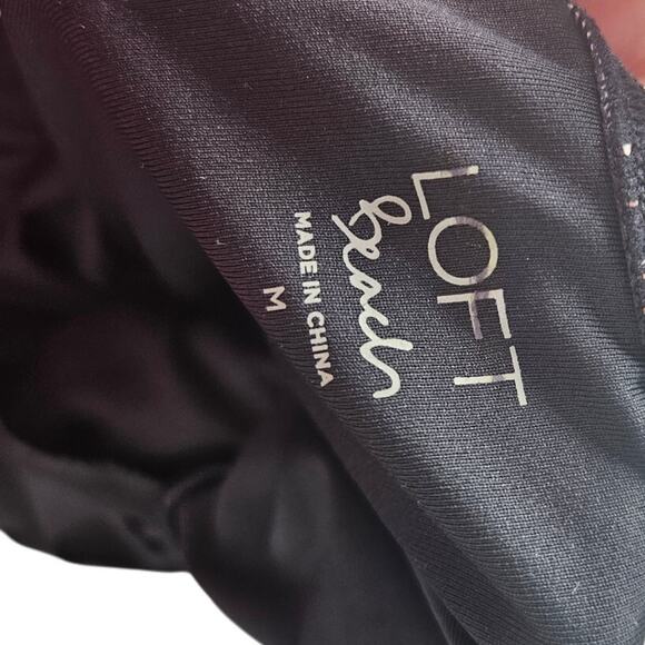 NEW Ann Taylor LOFT M Beach Seashell Belted One Piece Swimsuit Coastal Black - Picture 5 of 5